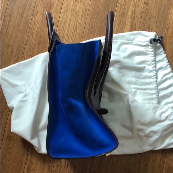 Celina Luggage Bag burgundy leather Blue suede - Picture 3 of 8